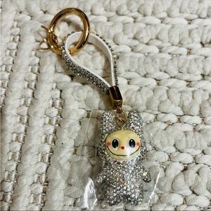 Sparkling Silver Labubu Keychain